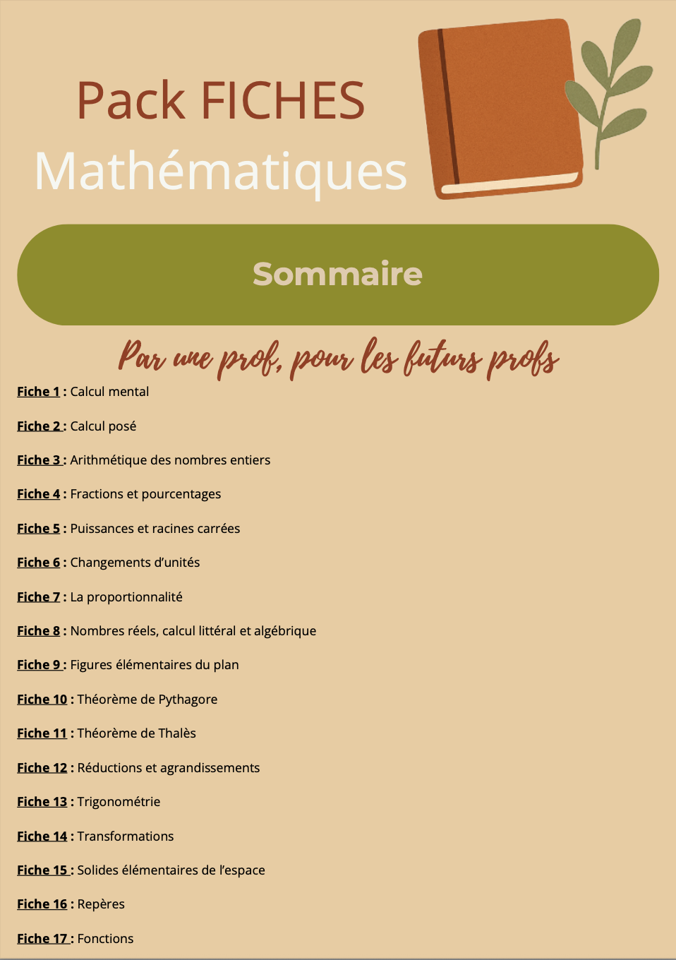 Pack Fiches Mathématiques écrits – Préparation CRPE (19 fiches, 49 pages) – Image 2