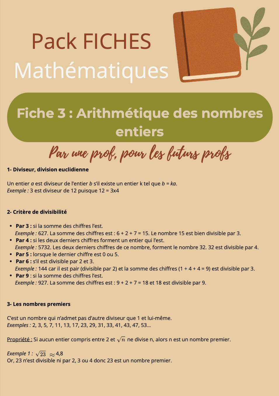 Pack Fiches Mathématiques écrits – Préparation CRPE (19 fiches, 49 pages) – Image 4