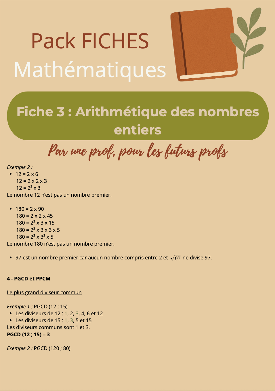 Pack Fiches Mathématiques écrits – Préparation CRPE (19 fiches, 49 pages) – Image 5