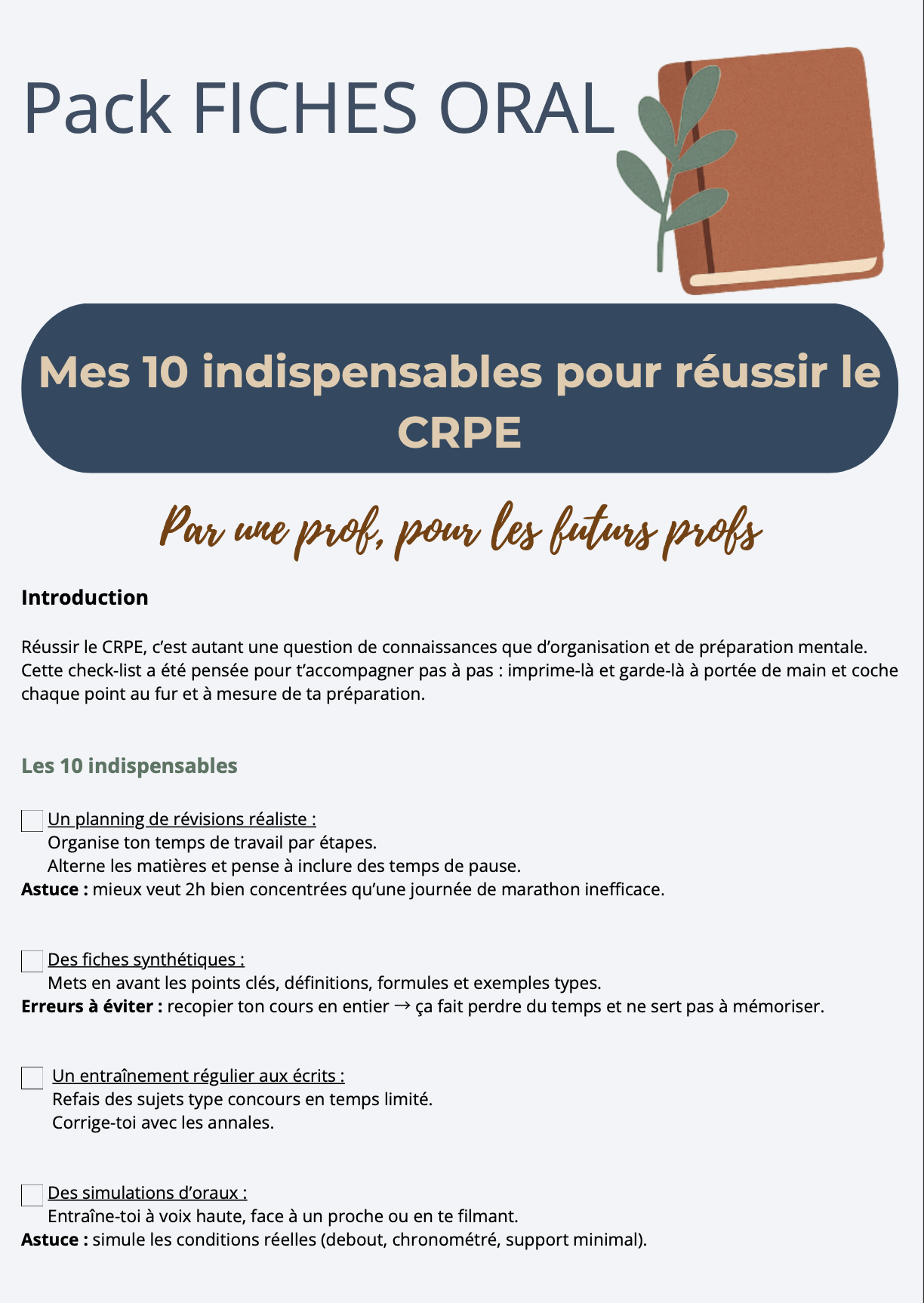🎁 Check-list gratuite – Les 10 indispensables pour réussir le CRPE